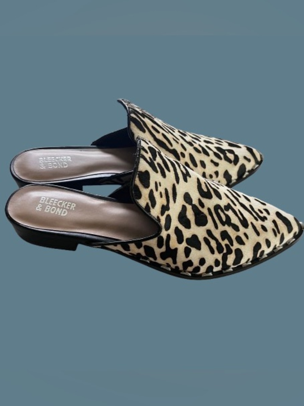 Bleecker & Bond Leopard Print Slip-On Mules - Tan & Black